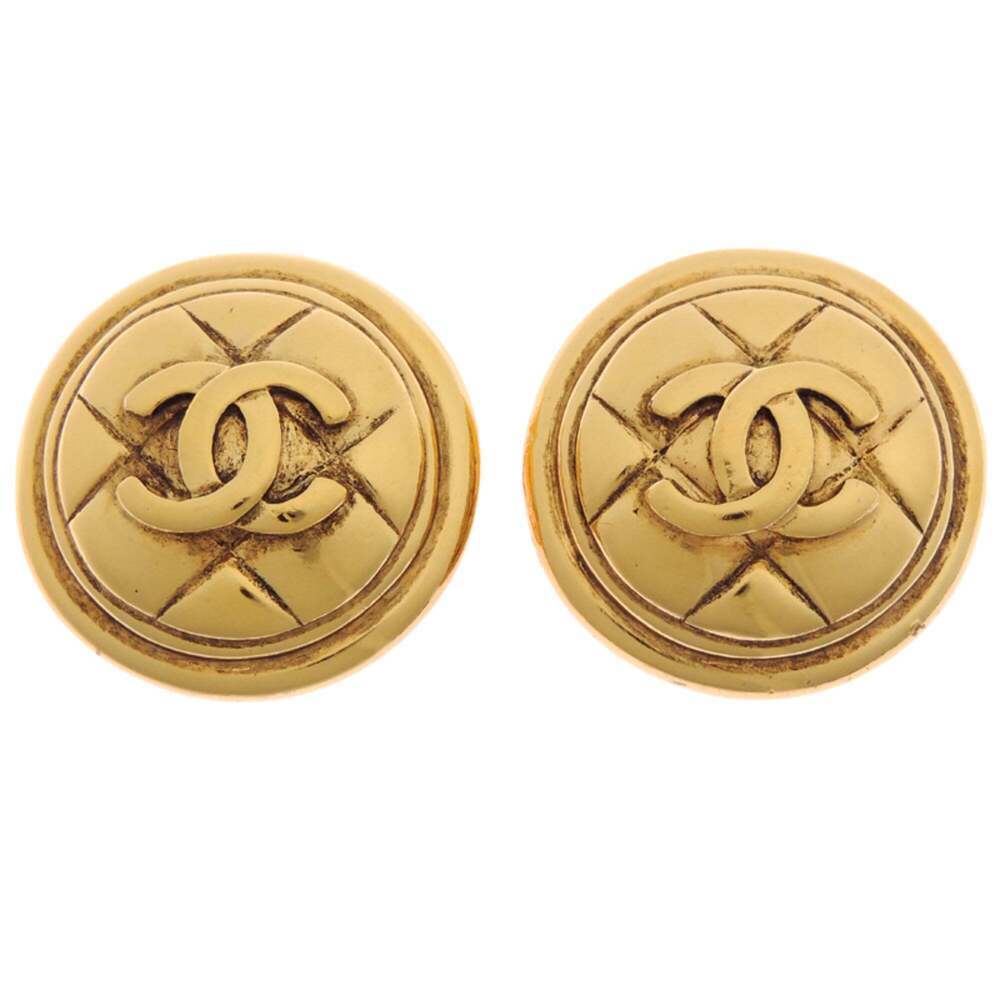 CHANEL Gold Logo Earrings